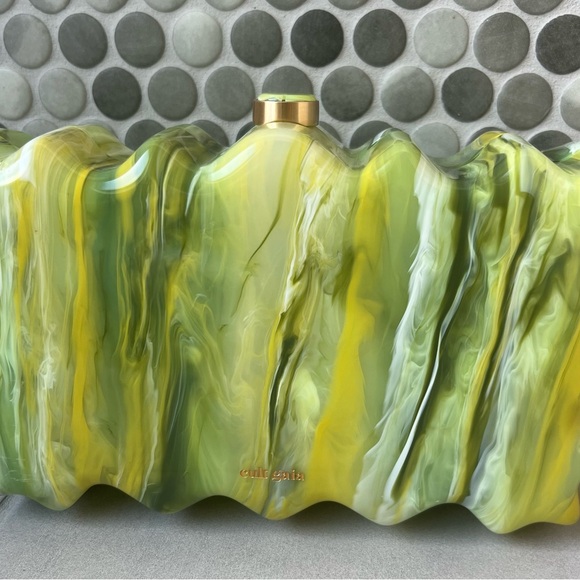 cult gaia Handbags - Cult Gaia Green and Yellow Swirled Clutch